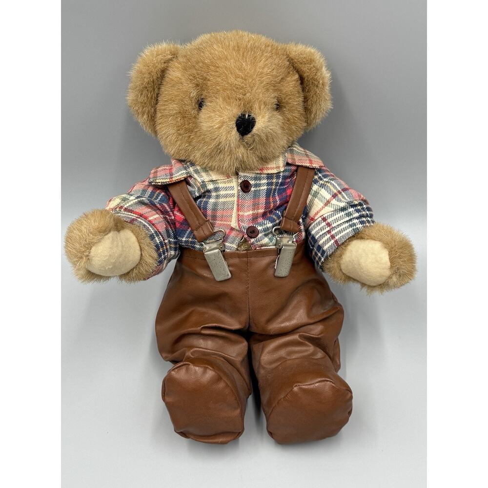 Vintage Tender Heart Treasures Bear Plush Suspenders 10” No Vest Or Tag